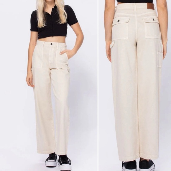 NWT Hidden Logan Dad Pant Jean Cream 28Waist - Picture 1 of 7
